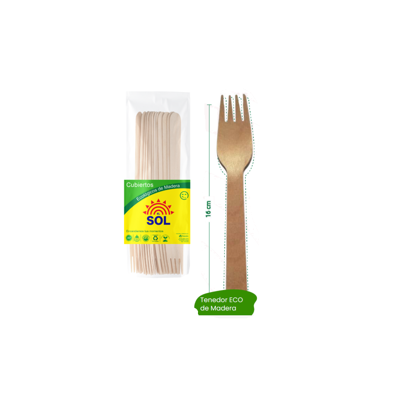 TENEDOR MADERA 16 CM EL SOL PAQUETE X 20 7885