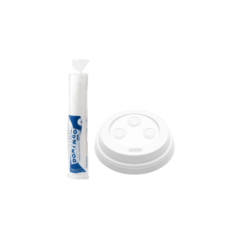 TAPA PARA VASO DE CARTON DE 9 OZ PAQ X 100 DOMINGO
