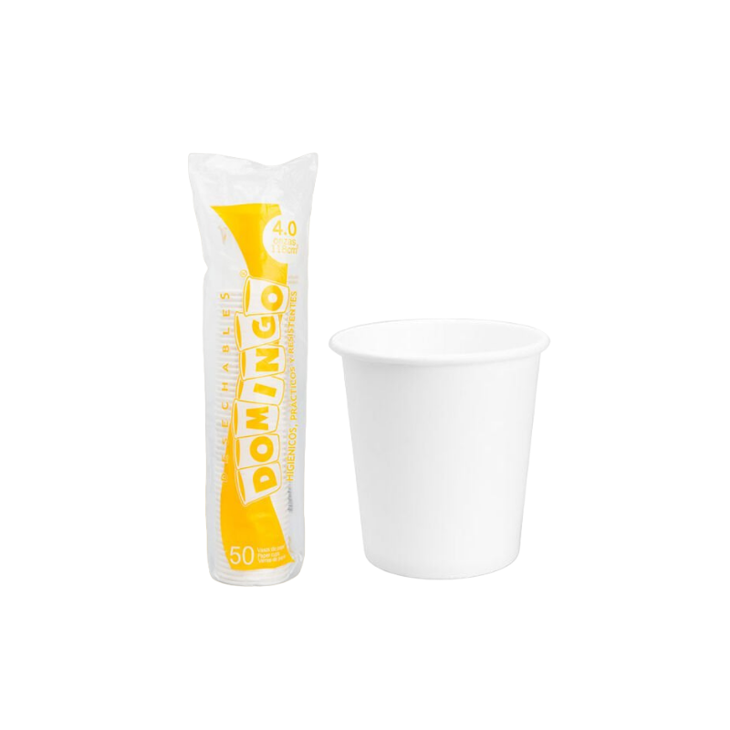 VASO DOMINGO BLANCO CARTON  4.0 ONZ*50 400002-43364