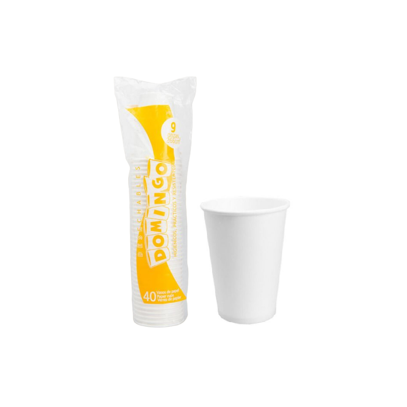 VASO DE CARTON 9 OZ  PAQ X 40 DOMINGO 900103-42954