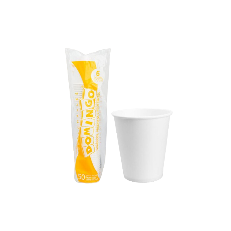 VASO DOMINGO BLANCO CARTON  6.0 ONZ*50 600028-42459