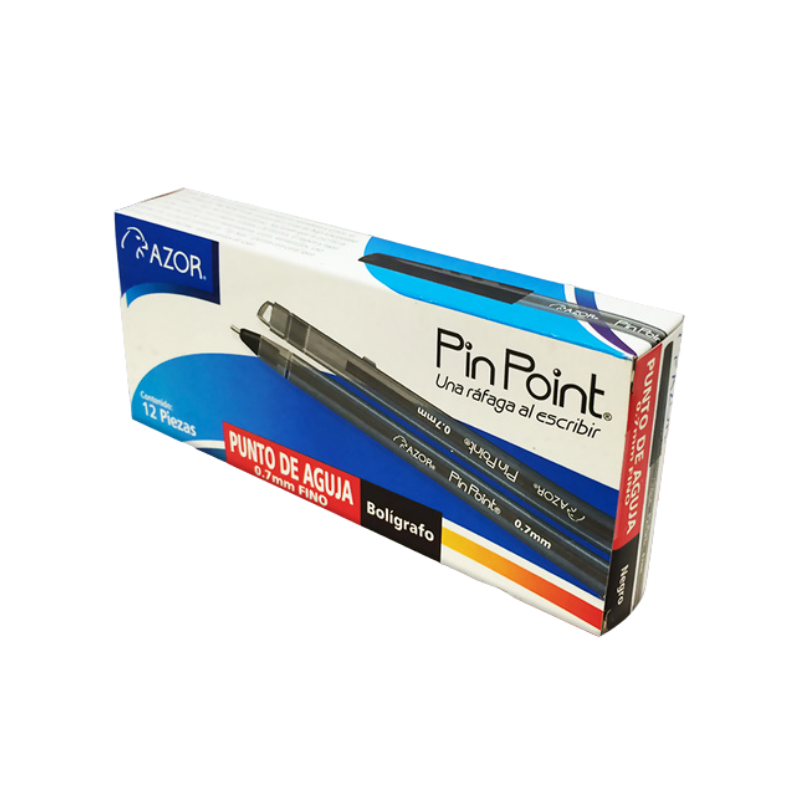 BOL. AZOR PIN POINT NEGRO 0.7 PTA FINA 3016820NE CAJA X 12