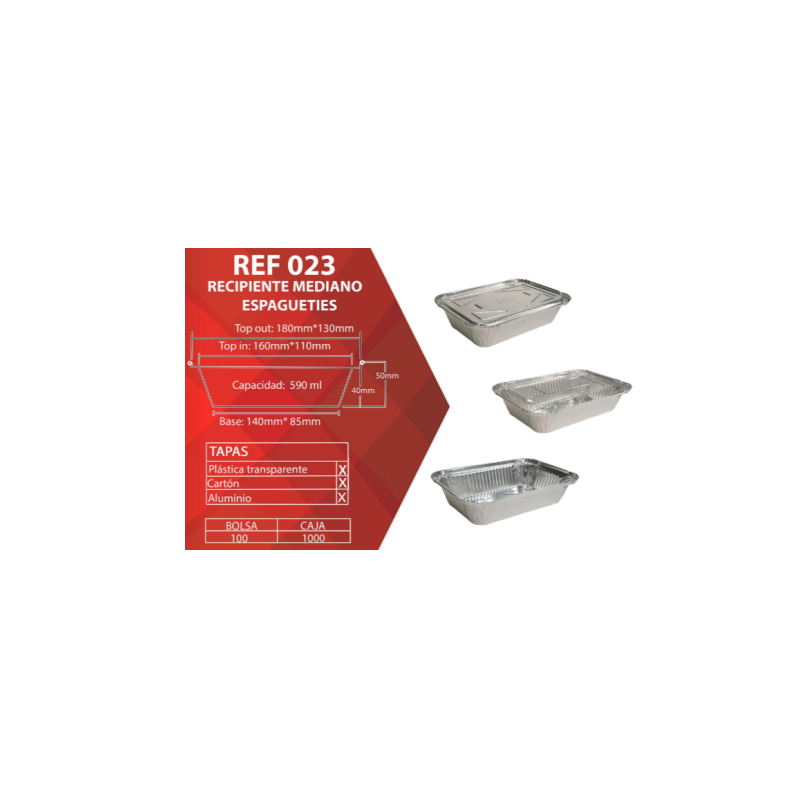 MOLDE ALUMINIO SPAGUETTI REF 023 18X13X4