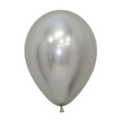GLOBO LATEX R12 SEMPERTEX REFLEX PLATA 30CM EN BOLSA DE 50 UNIDADES 169705