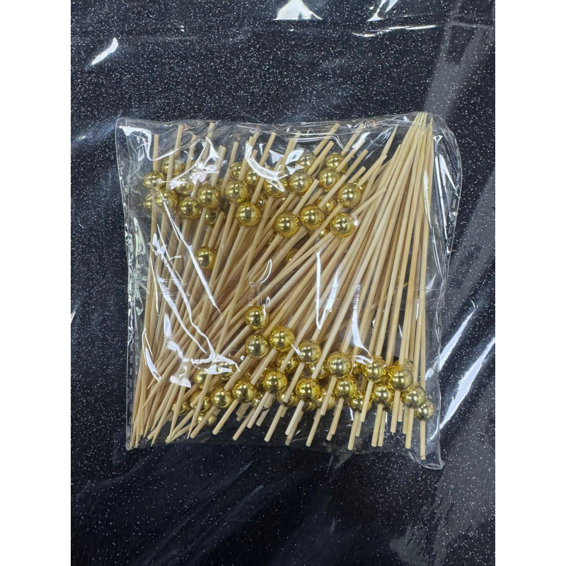 PINCHO PERLA DE BAMBÚ PERLA DORADA 12 CM X 100