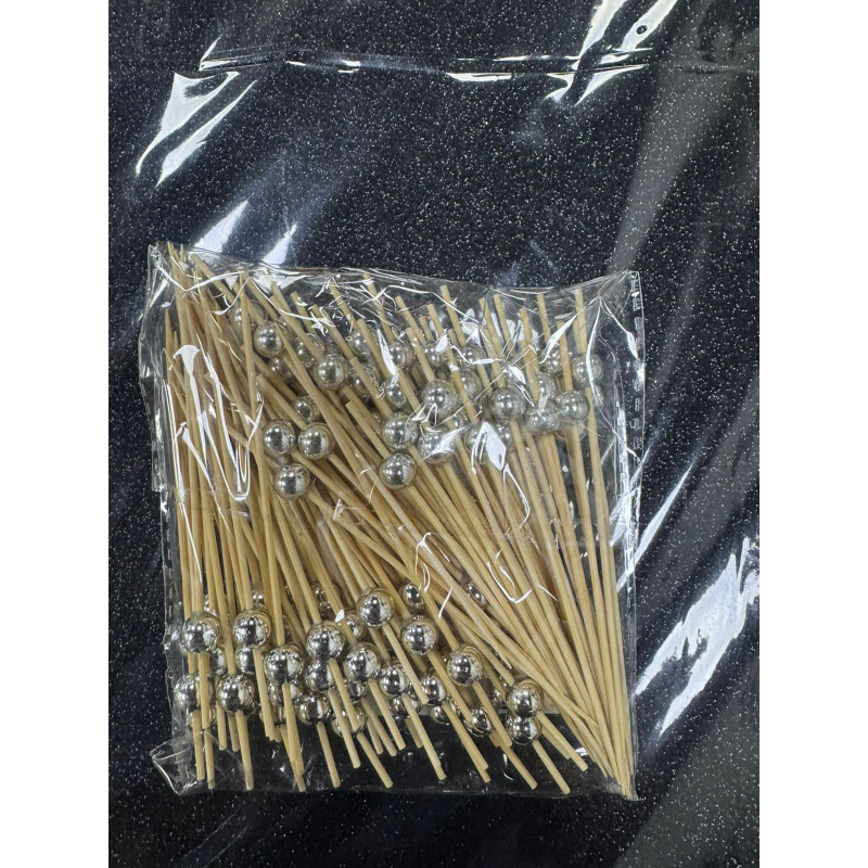 PINCHO PERLA DE BAMBÚ PERLA PLATEADA 12 CM X 100
