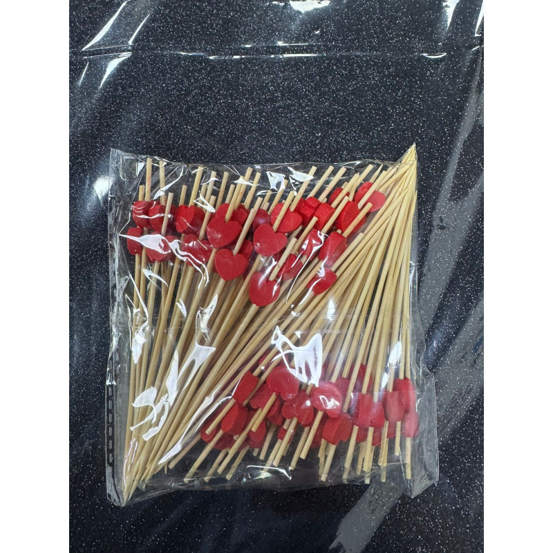 PINCHO PERLA CORAZÓN ROJO 12 CM X 100