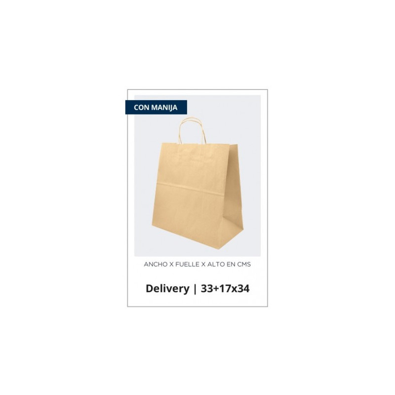 BOLSA PAPEL 33 X 17 X 33 C/MANIJA CORDON 7628