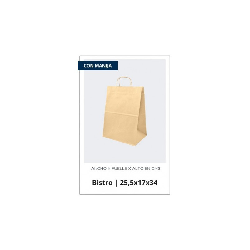 BOLSA PAPEL LARGO BASE 25.5 X ANCHO  17 X ALTO 31 C/MANIJA CORDON 7791