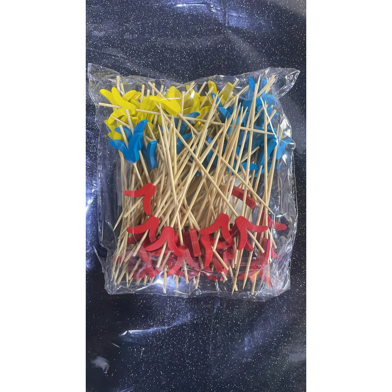 PINCHO PERLA DE BAMBÚ TULIPÁN TRICOLOR 12 CM X100UN B1712