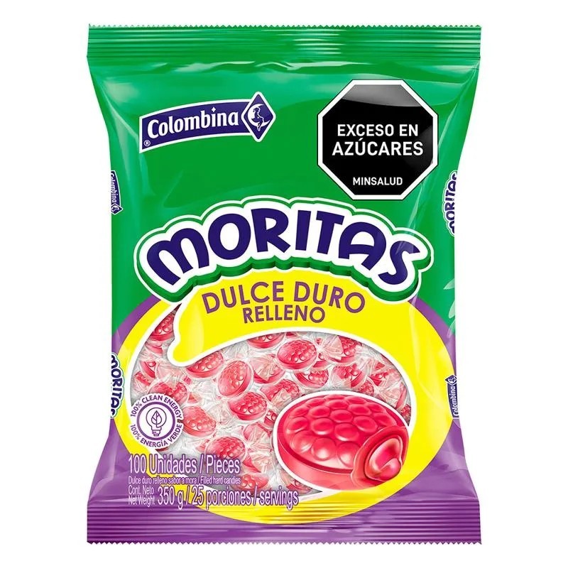MORITAS COLOMBINA  DULCE DURO CON RELLENO LIQUIDO PAQ X 100 UNIDADES