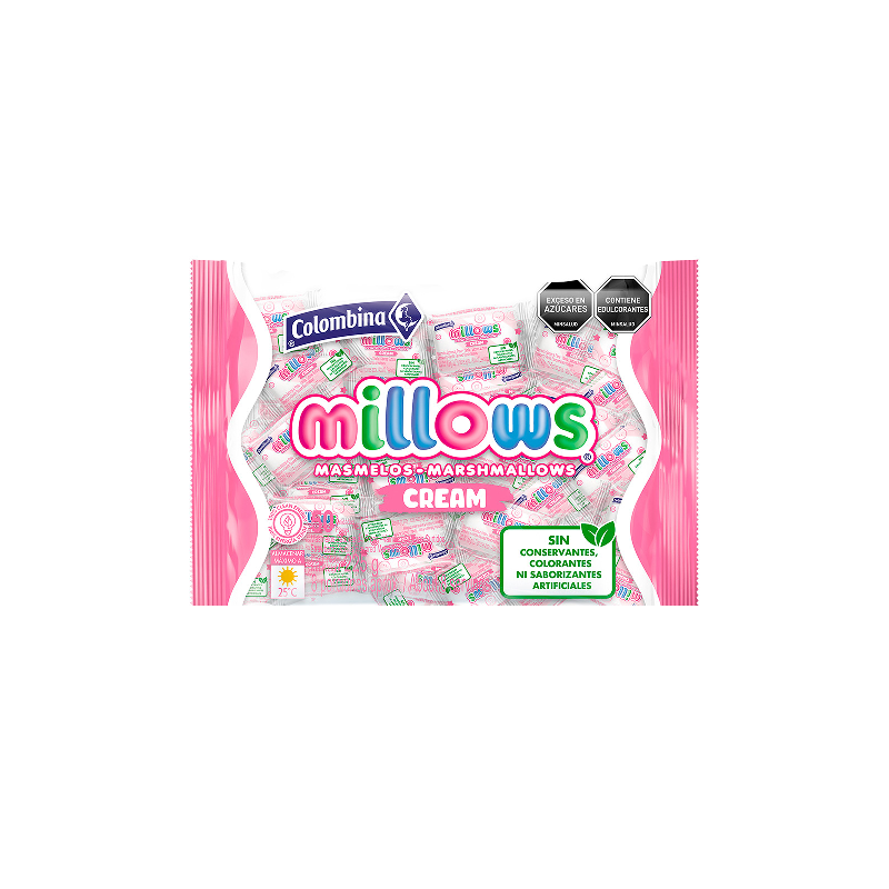 MASMELOS MILLOWS COLOMBINA CILÍNDRICO X50 225G