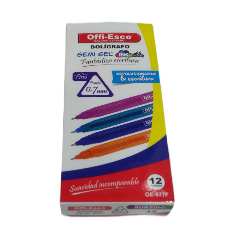 BOL. OFFI ESCO SEMIGEL REF OE-077F SURTIDO PAQ X 12